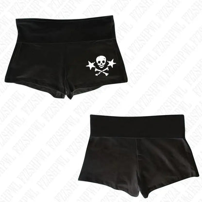 Y2k Shorts Skull Print Streetwear Gothic Graphic Camis Summer Vintage Hip Hop Sleeveless EGirl Dark Punk Sexy Harajuku Crop Top Hei 2