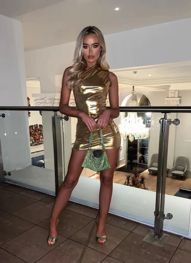 Sexy One Shoulder Bodycon Dresses For Women Solid Irregular Skinny Mini Dress Female Party Nightclub Buttocks Short Gown vestido Badiee Stylez