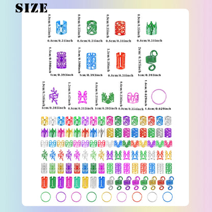 280pcs Alloy Hair Accessories Set, Elegant BOHO Style, Hollow Beaded Designs, Round Shape, Solid Color Hair Jewelry