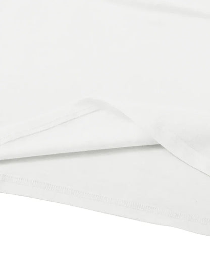 Plus - Size White Round Neck T - Shirt with Heart - Flower - themed Print: Sweet - patterned and Fashion - casual