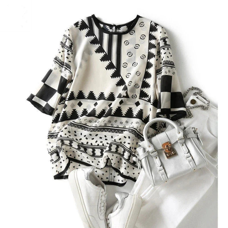 Women Spring Summer Style Blouses Shirts Lady Casual Short Sleeve Printed Chiffon Blusas Tops