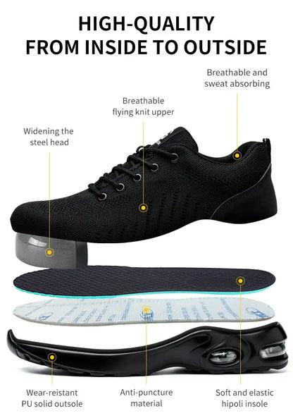 Men Safety Boots With Steel Toe Cap Anti-smash Work Sneakers Safety Shoes Men Indestructible Work shoes Tactical Boots
