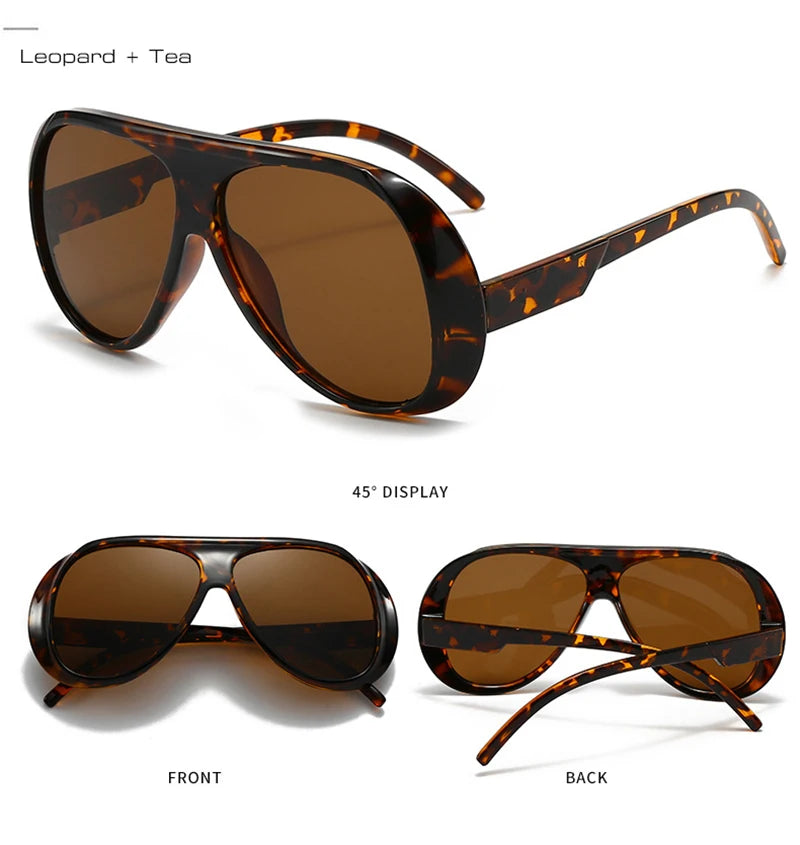 SHAUNA Fashion Oversized Pilot Men Sunglasses Retro Gradient Mirror Shades UV400 Women Sun Glasses