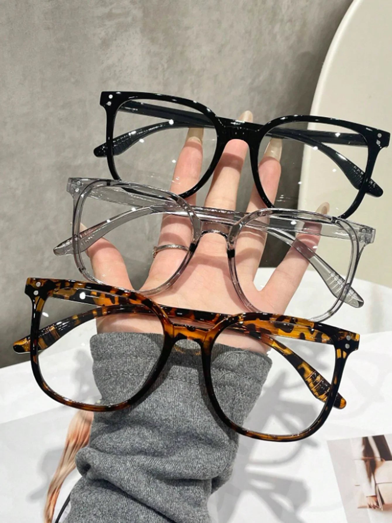 1Pc/3Pcs/4Pcs/6Pcs European and American Classic Popular Square Frame Glasses Set Men's and Women's Fashion Glasses Badiee Stylez