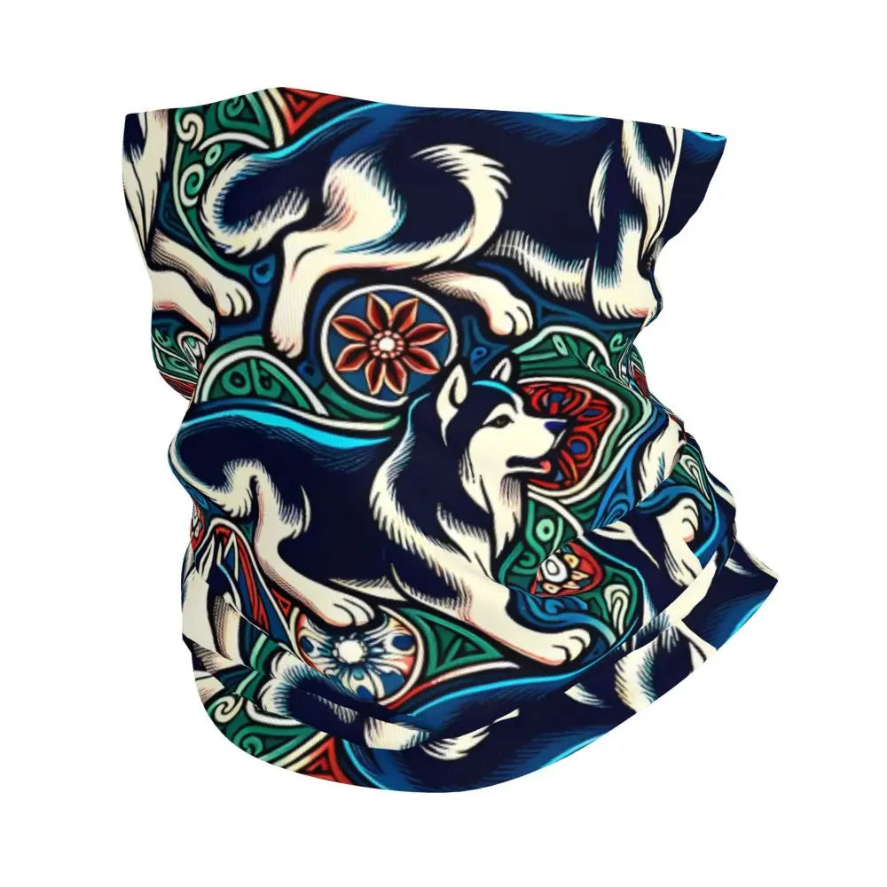 Husky Thin Wrap Scarf Bandana Dog Lover Neck Gaiter Face Cover Headband