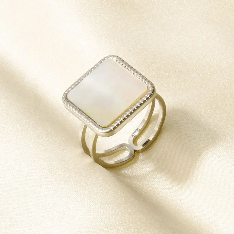 Sea Jewelry Shell Leaf Geometric Round Stainless Steel Rings For Women Men Accessories Open Adjustable Ring Beach Holiday Bagues J929-S-W adjustable