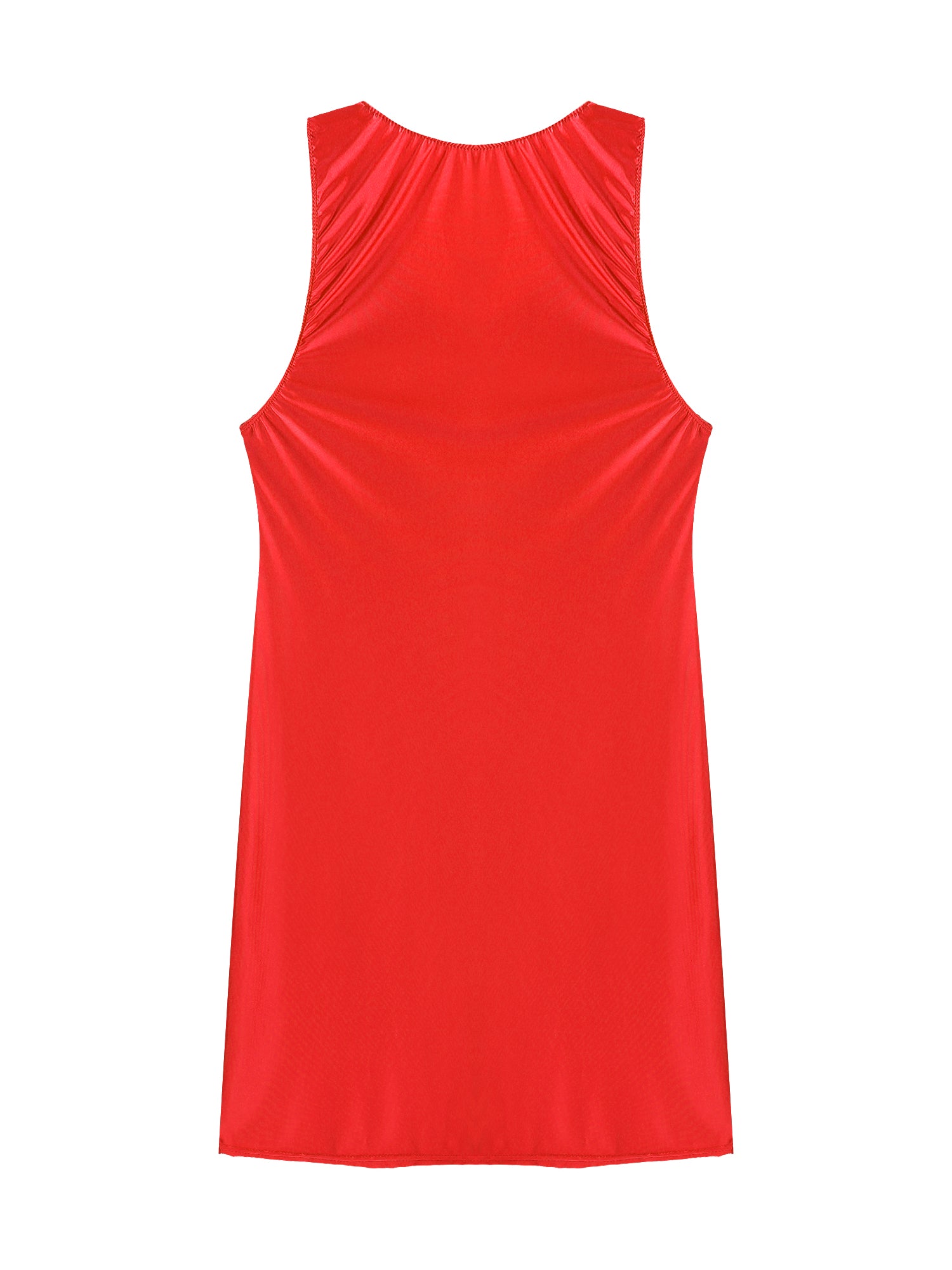 Women's Oil Glossy Stretch Tank Mini Dress Solid Color Sleeveless Tights Bodycon Short Dress Stretch U Neck Party Sundress