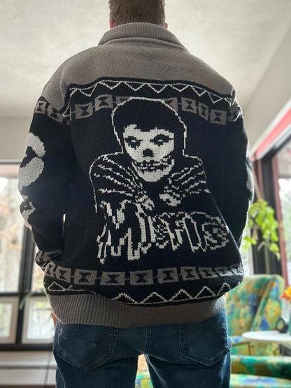 Fall/Winter y2k Portrait Printed Harajuku Sweater Fashion Men and Women Long Sleeves Coat Warm Gothic Ghost Pattern Sweaters