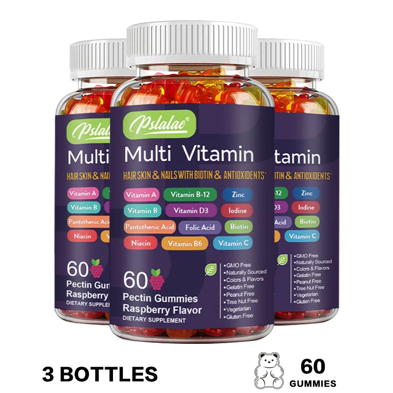 Multivitamin Gummies - with Vitamins and Minerals - Enhances Energy Levels, Immune Support, Antioxidant 60 Gummies-3bottles