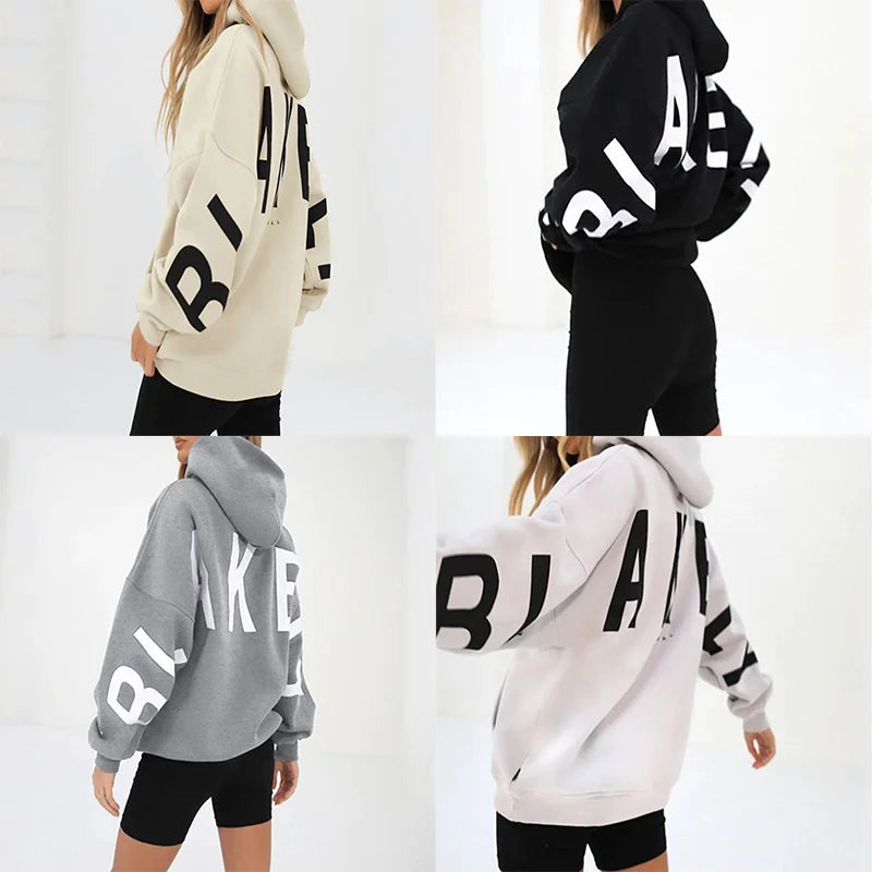 2025 New High Quality Women's Hoodie Autumn Winter Fashion Printed Thickened Versatile Long Sleeve Loose Casual Women's Top Badiee Stylez