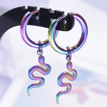 Serpent Snake Charm Earring Stainless Steel Jewelry/Earrings For Women Men Pendant Animal Ear Piercing Hoop Oorbellen Party Girl Badiee Stylez