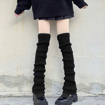 Over Knee Leg Warmer Lengthened 70cm JK Uniform Long Socks Lolita Knitted Boot Socks Pile Up Socks Foot Warming Cover Badiee Stylez
