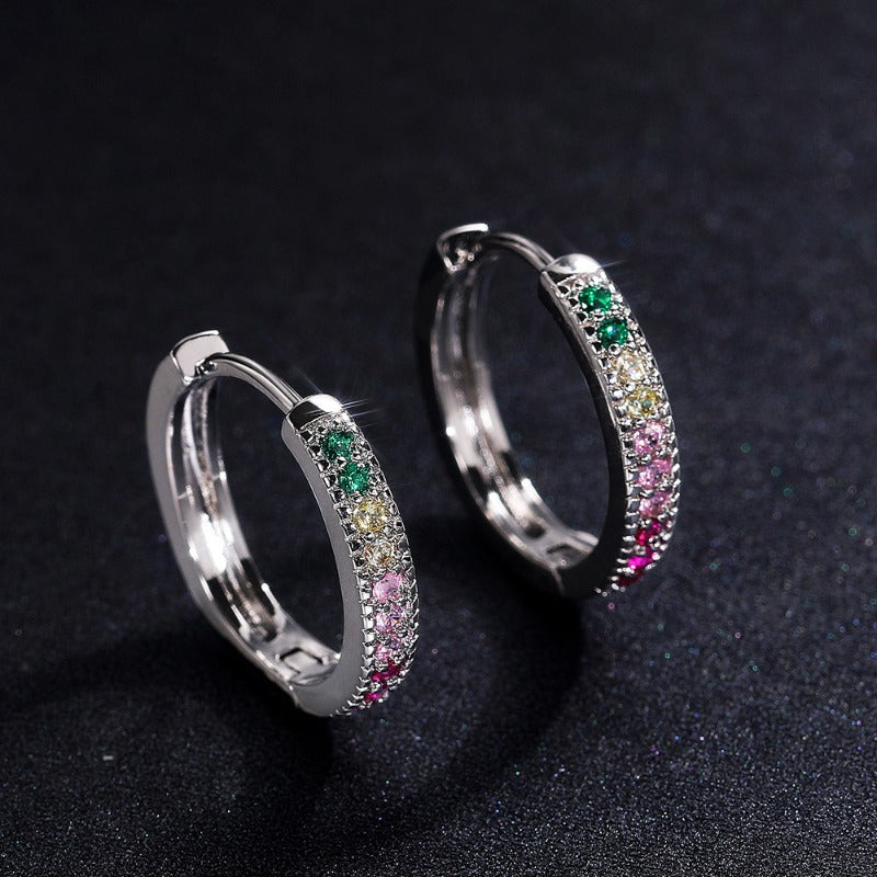 Crystal Cubic Zirconia Lymphatic Drainage Earrings Colorful Crystal Hoop Earrings Weight Loss Slimming Earrings Fashion Jewelry