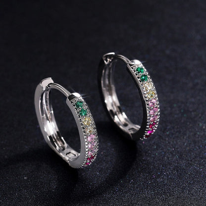 Crystal Cubic Zirconia Lymphatic Drainage Earrings Colorful Crystal Hoop Earrings Weight Loss Slimming Earrings Fashion Jewelry