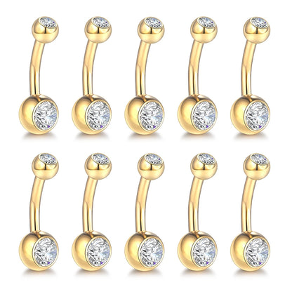10pcs/lot Titanium CZ Crystal Belly Button Ring Navel Bar Piercing 6/8/10/12mm Belly Nombril Piercing Sexy Jewelry for Women 14G Badiee Stylez
