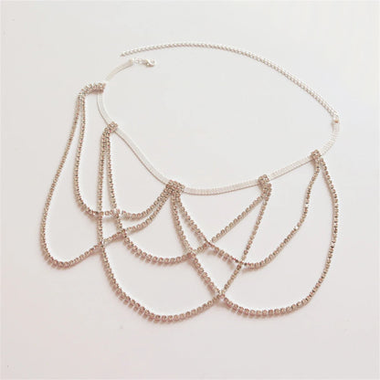 1pc Rhinestone Elasticity Sexy Leg Thigh Chain Body Jewelry for Women Night Club Crystal Leg Body Chain Accessories Gift SILVER PLATED