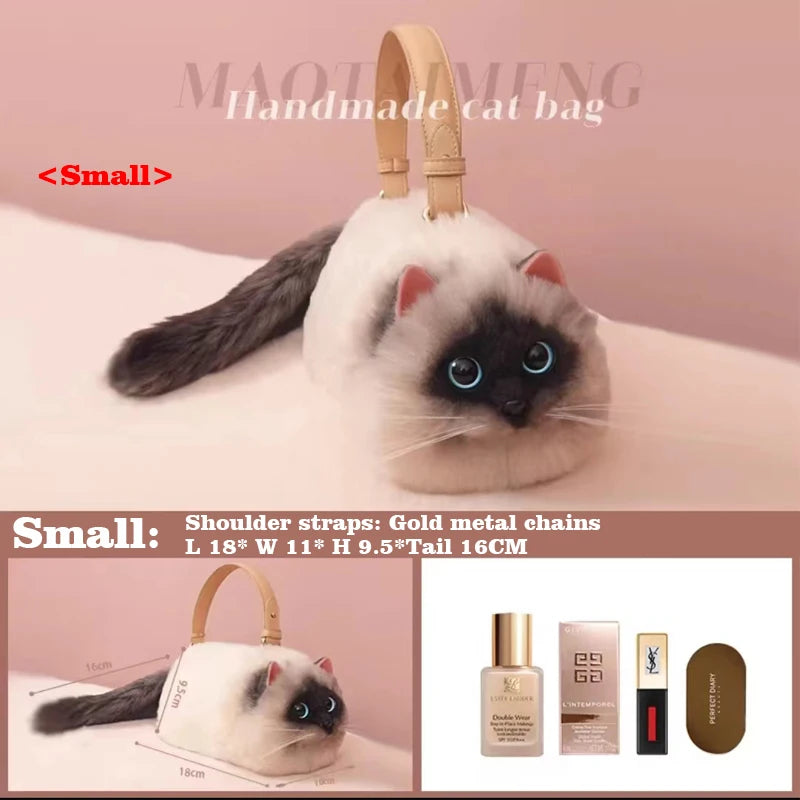 Women Exquisite Shoulder Underarm Bags Siamese Cat Bag Plush Cute Plush Crossbody Bag Female Winter Autumn Handbags Hot Small
