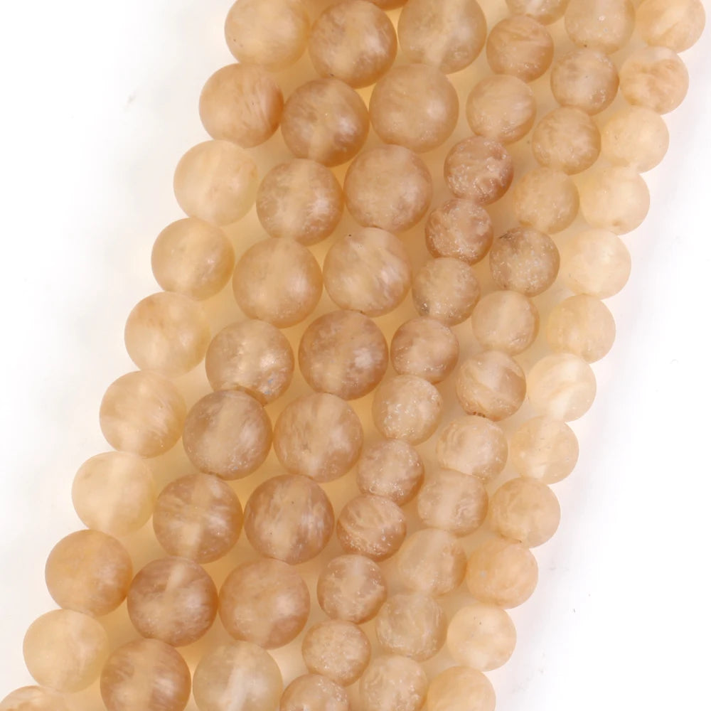 Natural Dull Polished Wood Jaspers Stone Spacer Beads For Jewelry Making DIY Necklace Bracelet 4mm-12mm Matte Round Beads 15" Matte Citrine