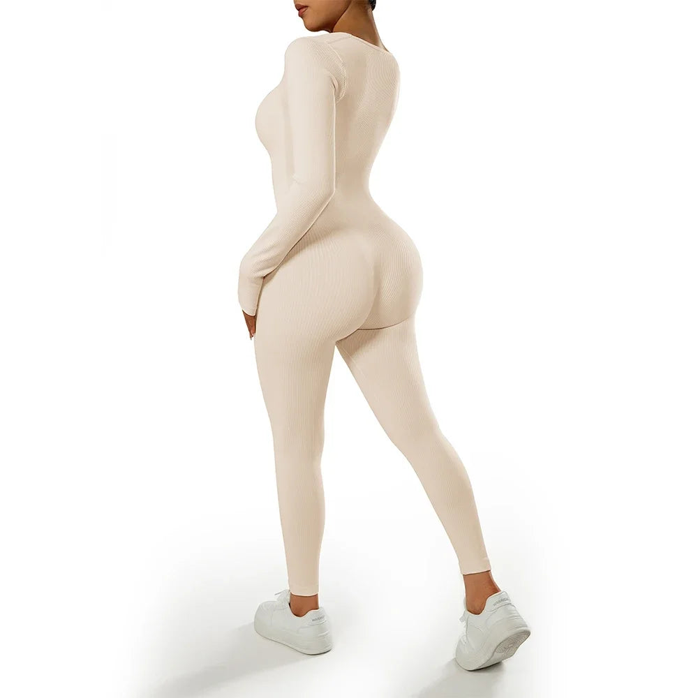 Long Sleeve Jumpsuit Women Bodycon One-piece Outfit Jumpsuit Square Neck Casual Streetwear Rompers Overalls playsuits Bodysuit Badiee Stylez
