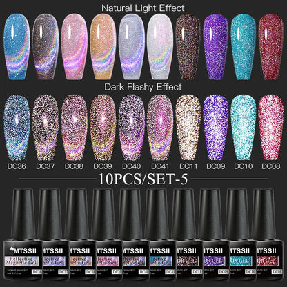 10PCS/Set Gel Nail Polish Set 125 Colors Glitter Semi Permanent Hybrid Gel Varnishes Base Top Coat Soak Off UV LED Nail Art Gel