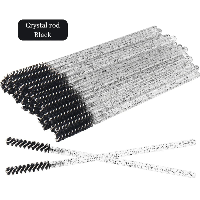 50pcs Grafted eyelashes Single color disposable eyelash brush Spiral eye Makeup Eyelash curler makeup brush cosmetic tools C502-Black 50pcs