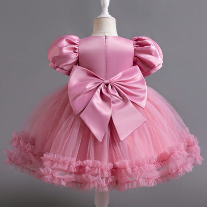 Fancy 12M Baby Sequins Tutu Gown Girl Sequin Bow 1st Birthday Princess Dress Flower Girl Costume for Wedding Party Summer Cloth