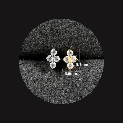 1PC ASTM F136 Titanium Flower CZ Labret Stud Internal Thread Piercing Lip Stud Daith Conch Earring Piercing Jewelry Wholesale NO 2 Labret, Lip Piercing Jewelry