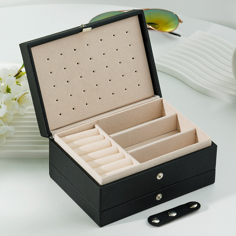 Fashion PU Leather Jewellery Storage Boxes Portable Travel Jewelry Box Necklace Earrings Ring Jewelry Organizer Display Case
