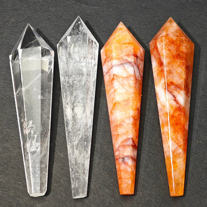 Natural Red Glue Flower Wand White Crystal Tower Home Decoration Rock Quartz Wand Single Point Polished Obelisk Healing Gift