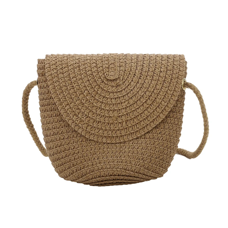 Flip children's Bag Cute Grass Woven Handbag Little Girl Crossbody Fashion Cute Zero Wallet Summer Beach Shoulder Bags