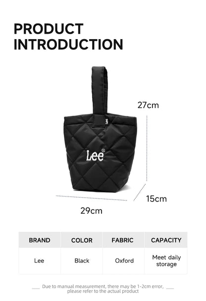 LEE Ladies Cute Design Puffer Bag Casual Soft Small Pink White Quilted Handbag Women Korean Style Down-filled Phone Bucket Bag