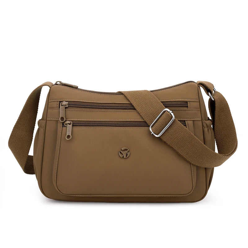 Just Hold A Lot Waterproof Nylon Shoulder Crossbody Bags for Women Messenger Travel Daily Use Bags Suitable for Mothers Shopping Keke Brown