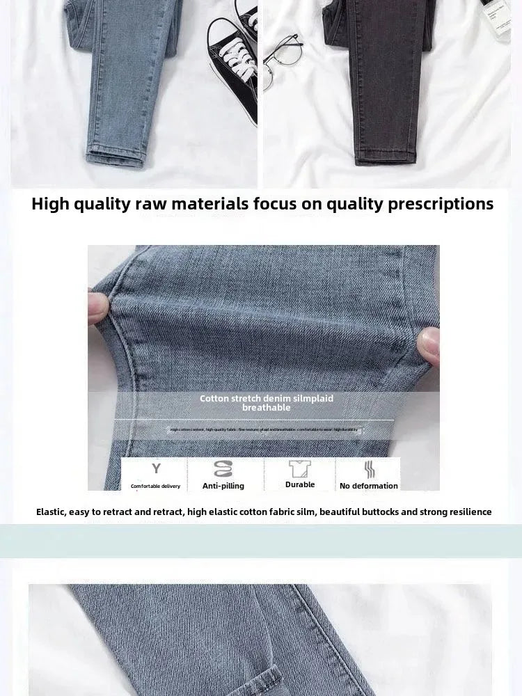 New 2020 Autumn Jeans Women's High-Waisted Slimming Cropped Pants Trendy Student Versatile Straight Legs Smooths Your Silhouette