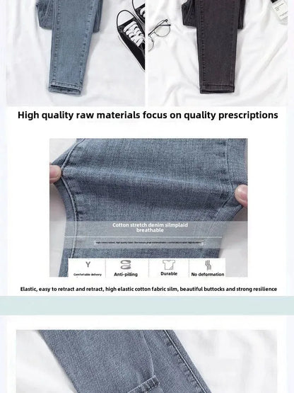 New 2020 Autumn Jeans Women's High-Waisted Slimming Cropped Pants Trendy Student Versatile Straight Legs Smooths Your Silhouette