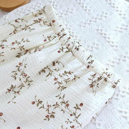 2025 Japanese Spring and Autumn New Women's Pajama Set 100% Cotton Crepe Long sleeved Pants Cardigan Cute Plus Size Home Fury