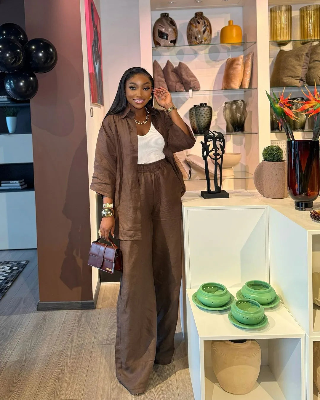 Cotton Linen Set Women Spring Summer Loose Oversize Long Sleeve Shirt Long Pants 2 Piece Sets Casual Office Ladies Trousers Suit