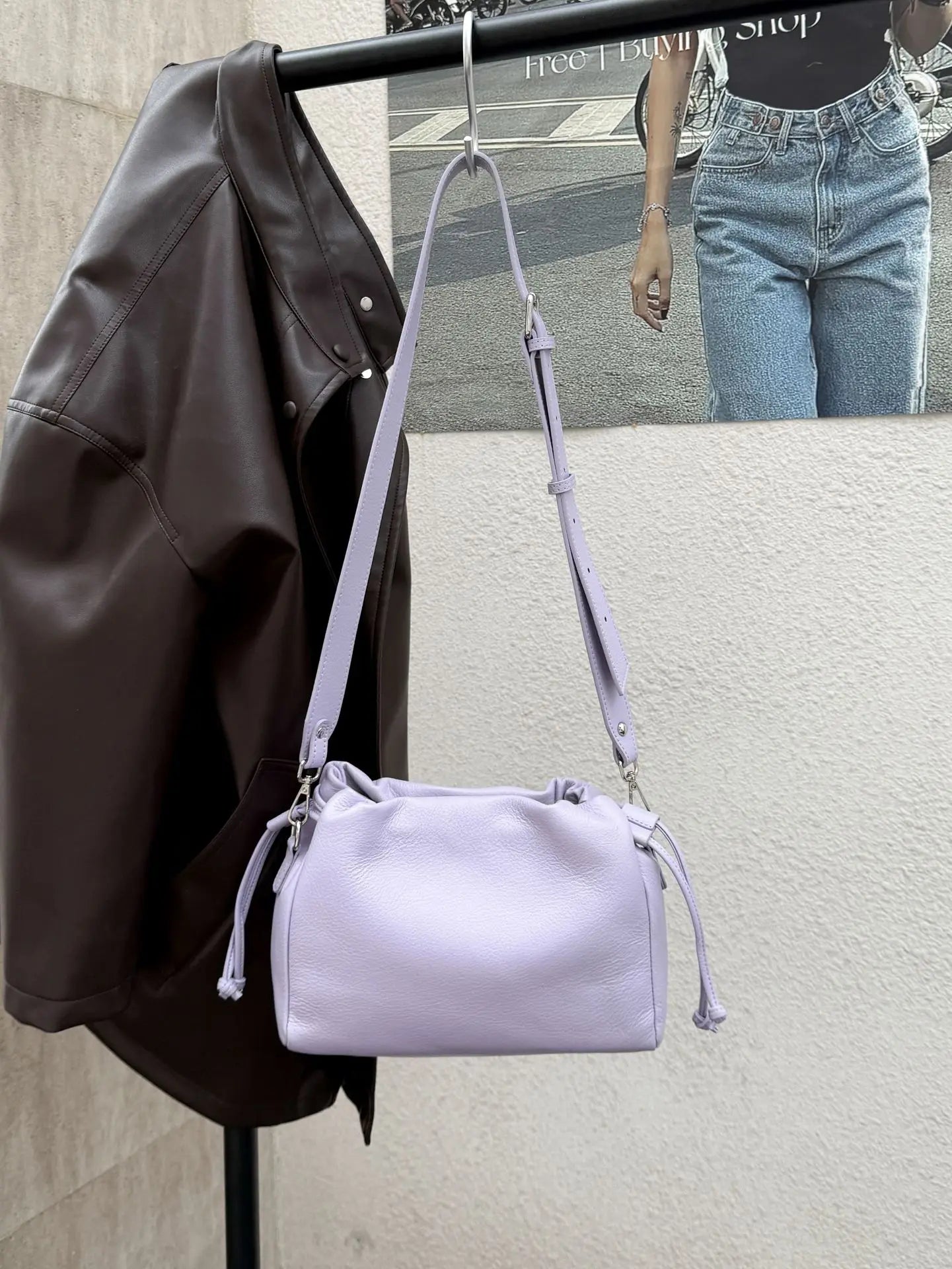 Ladies' New Premium Full-Grain Wrinkled Leather Crossbody Bag - Women's Chic Shoulder Commuter Bag with Organizer Pockets purple 28 x 10 x 19 cm