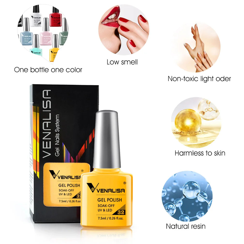 VENALISA Nail Gel Polish 7.5ml Super Glossy Glitter Gellack Great Coverage Soak Off UV LED Semi Permanent Beauty Nail Manicure