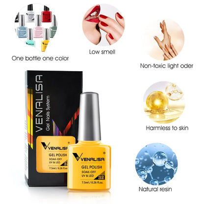 VENALISA Nail Gel Polish 7.5ml Super Glossy Glitter Gellack Great Coverage Soak Off UV LED Semi Permanent Beauty Nail Manicure