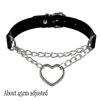 New Sexy Harajuku PU Leather Chain Heart Pendant Necklaces Women Men Punk Neck Gothic Black Pink Choker Necklace Cool Collar