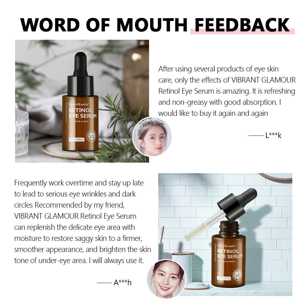 Anti Wrinkle Retinol Eye Serum Dark Circle Eye Bags Remover Whitening Brightening Skin Moisturizer Lightening Cream Eye Care