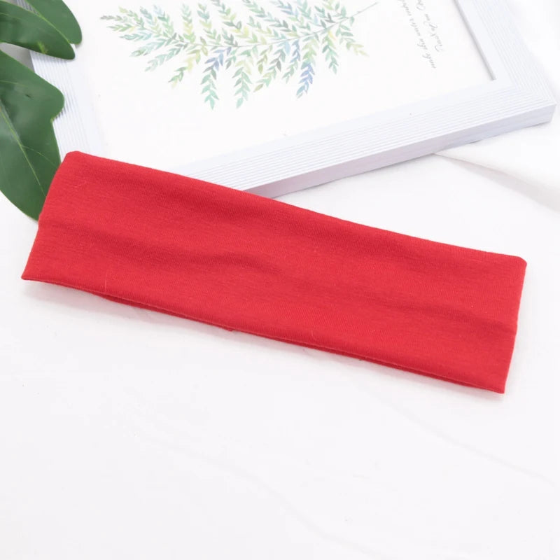 Elastic Cotton HairBand Fashion Headbands for Women Men Solid Running Fitness Yoga Hair Bands Stretch Makeup Hair Accessories Red