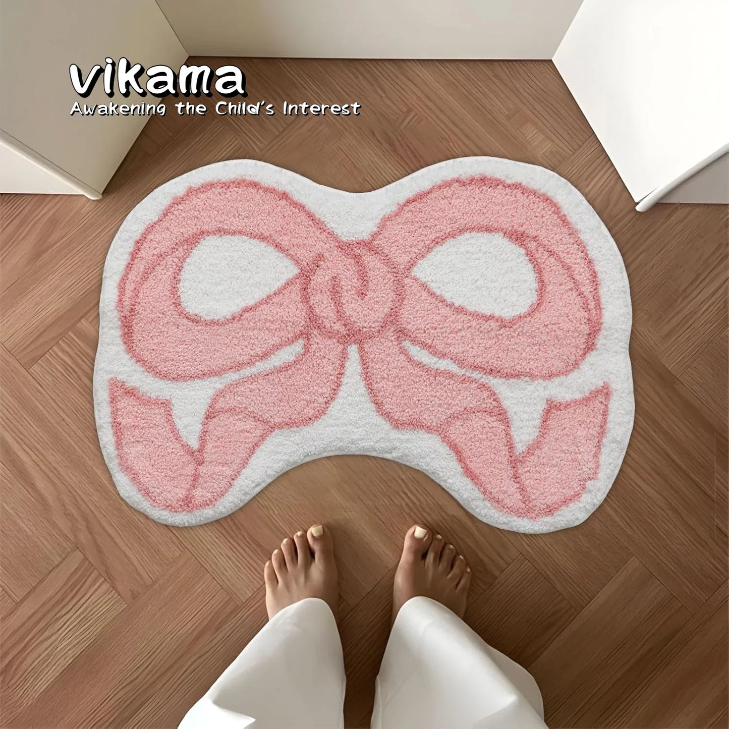VIKAMA Creative Bow Rug Living Room Bedroom Kitchen Bathroom Absorbent Machine Washable Doormat Carpet Home Decor Mat Rug Badiee Stylez