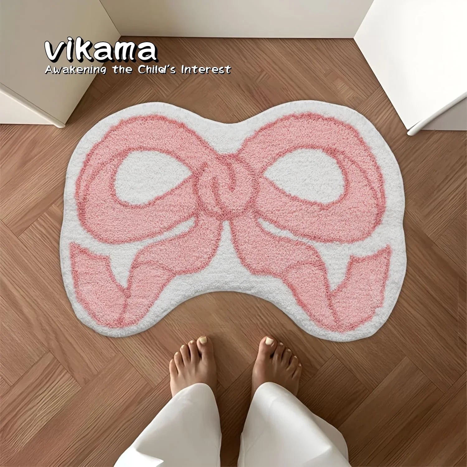 VIKAMA Creative Bow Rug Living Room Bedroom Kitchen Bathroom Absorbent Machine Washable Doormat Carpet Home Decor Mat Rug Badiee Stylez
