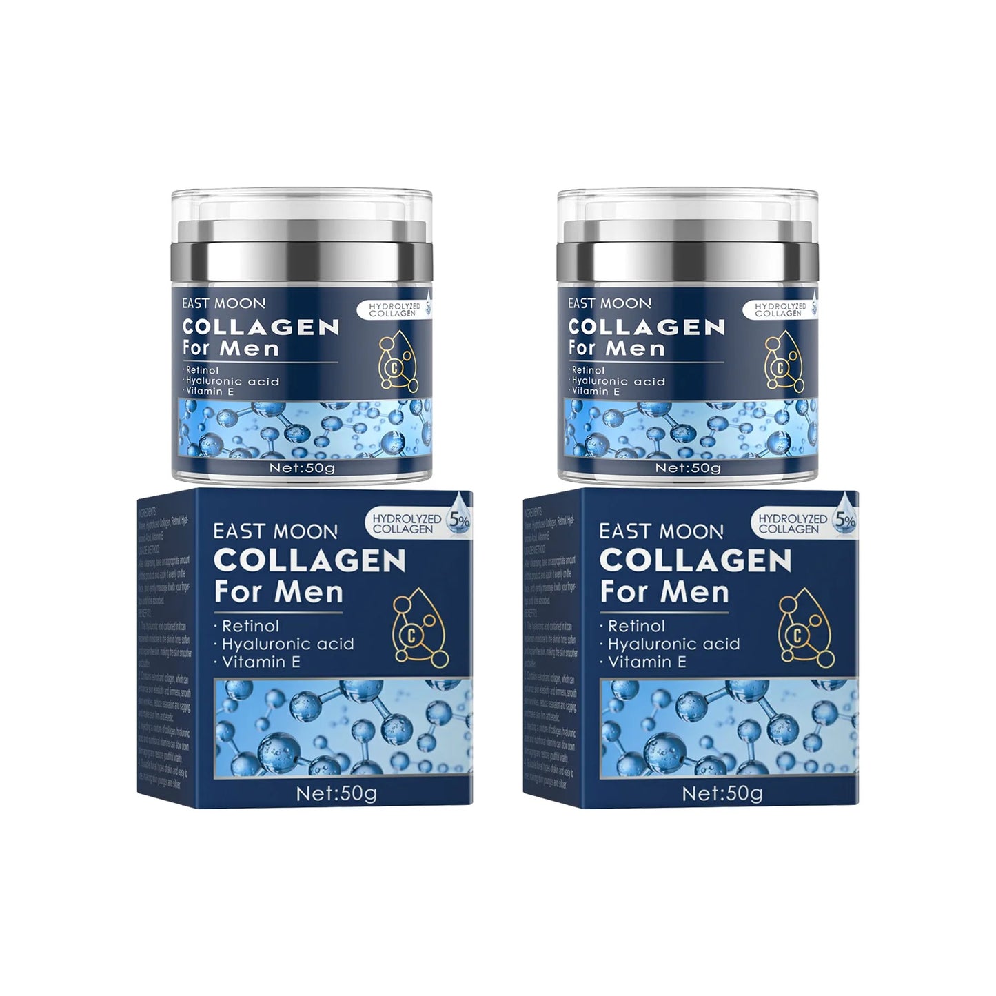 Retinol Face Cream for Men Face Firming Lifting Neck Fade Fine Lines Anti Puffiness Moisturizing Nourishing Facial Skin Product 2 X 50g boxed