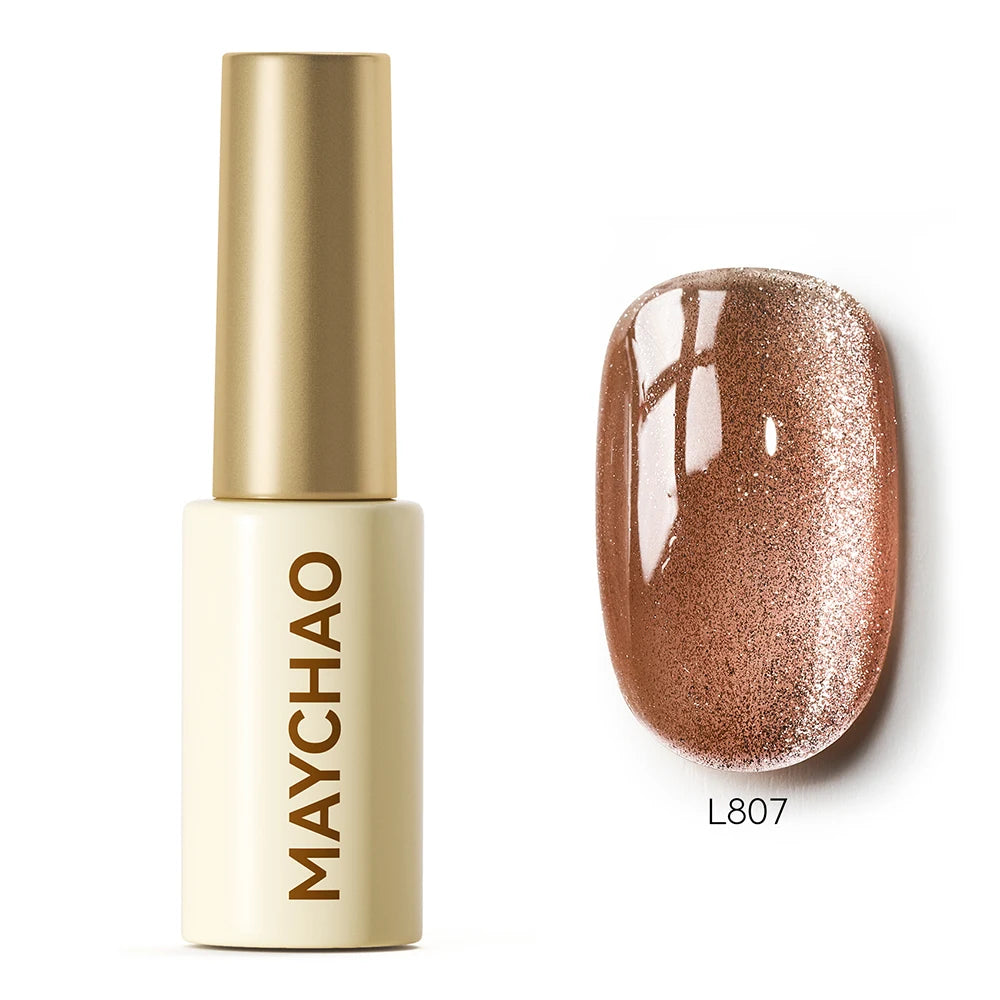 MAYCHAO 5ML Gel Nail Polish 9D Laser Diamond Glitter Cat Eye Gel Semi-Permanent Soak Off UV LED Gel Nail Manicure Tools Nail Art L807