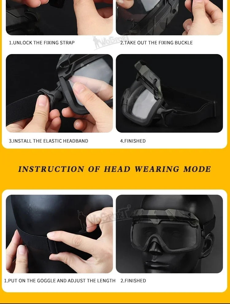 Sports Sunglasses for Men Women 2 Modes Airsoft Goggles Riding Eye Protection for Hiking Paintball Hunting Gear