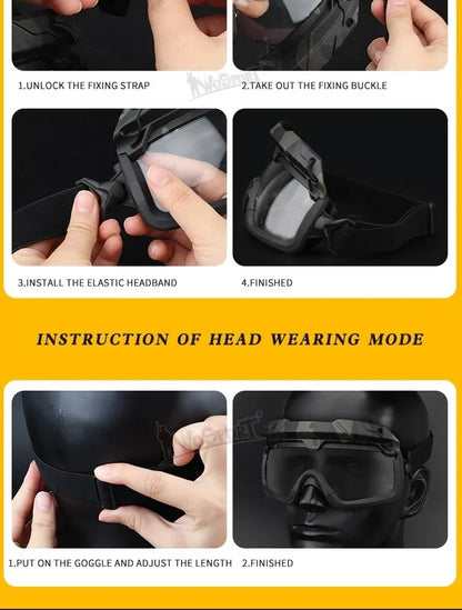 Sports Sunglasses for Men Women 2 Modes Airsoft Goggles Riding Eye Protection for Hiking Paintball Hunting Gear