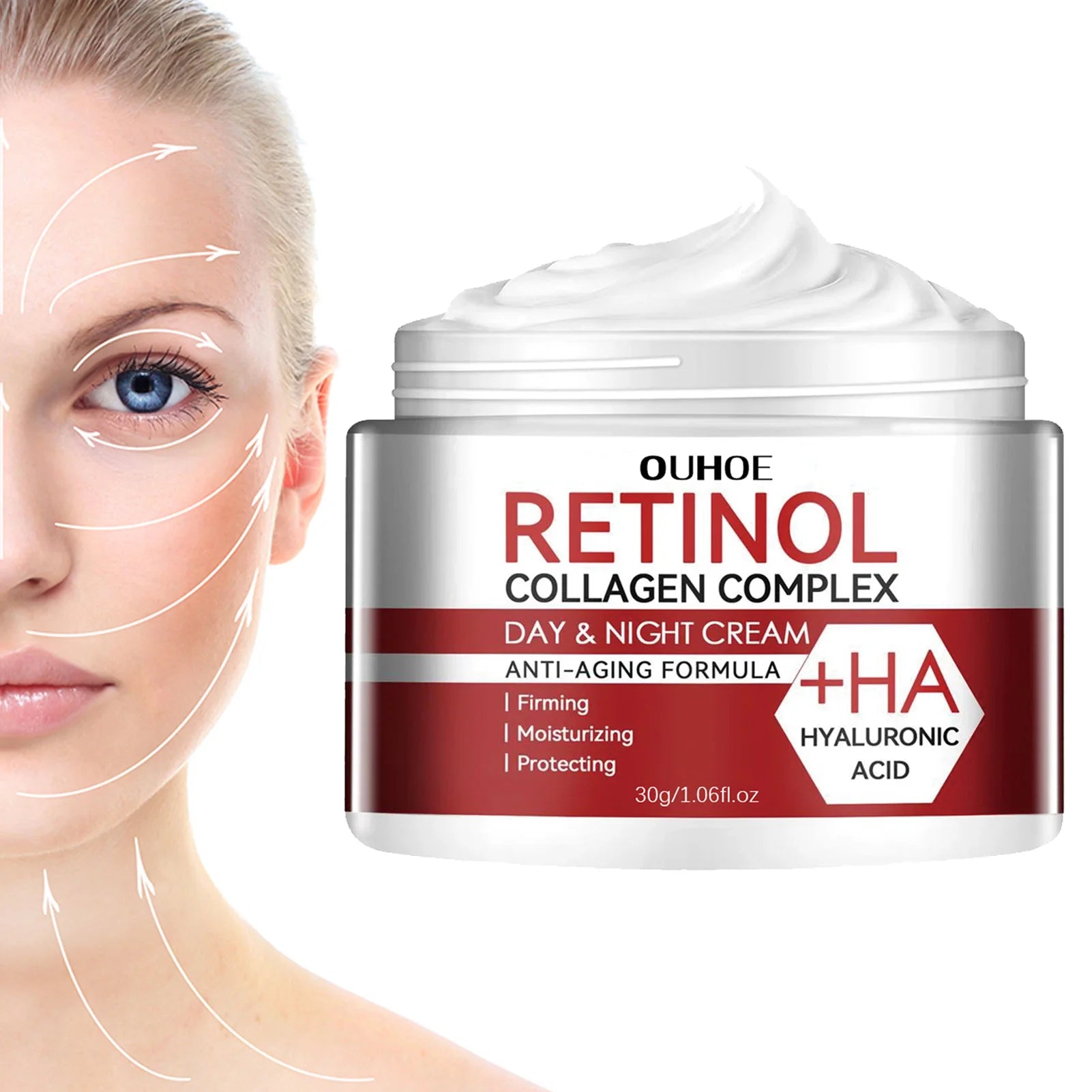 Retinol Face Moisturizer Moisturizing Retinol Cream Anti-Wrinkle Aging Moisturizing Shrink Pores Whitening Smooth Retinol