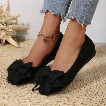 Women's Bowtie Decor Soft Sole Ballet Flat Shoes 2025 Trend Comfort Slip On Loafers Woman Plus Size 42 Non Slip Casual Shoes